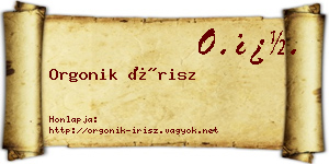 Orgonik Írisz névjegykártya